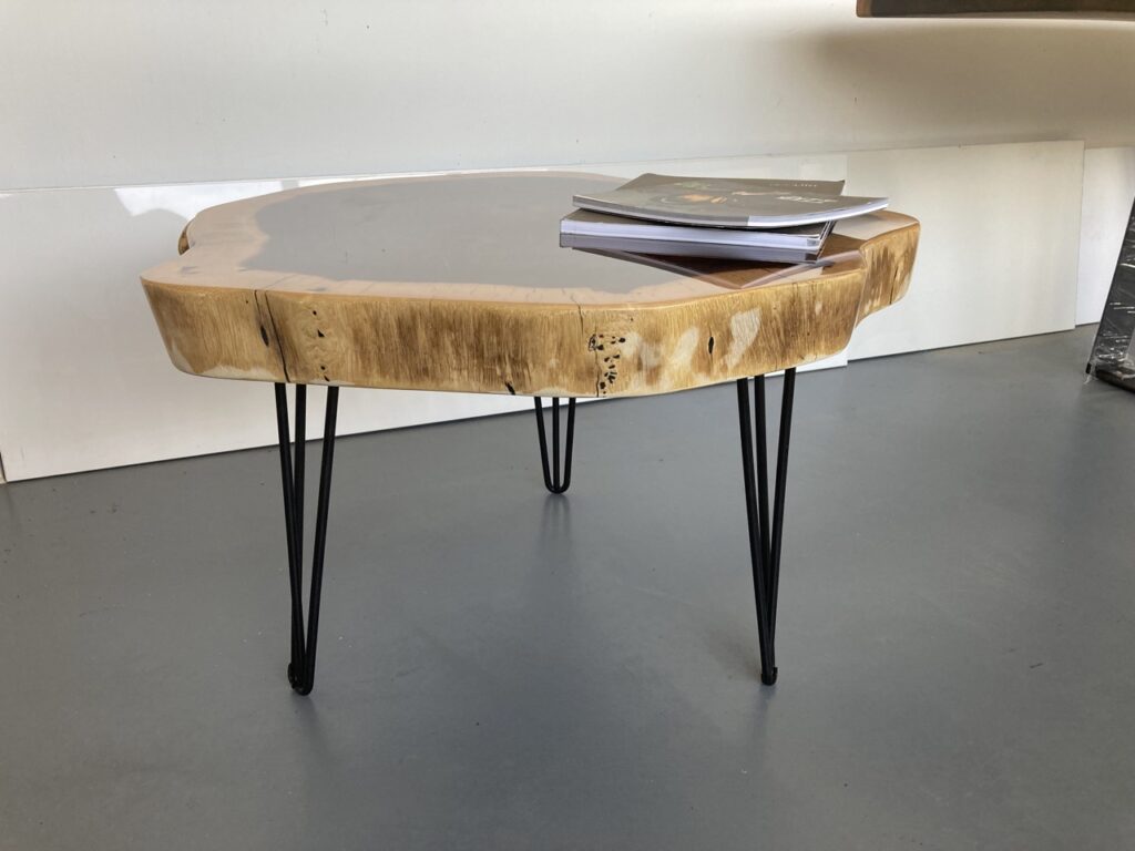 Tigerwood Coffee Table with Hairpin legs Ballito North coast Customs Furniture
