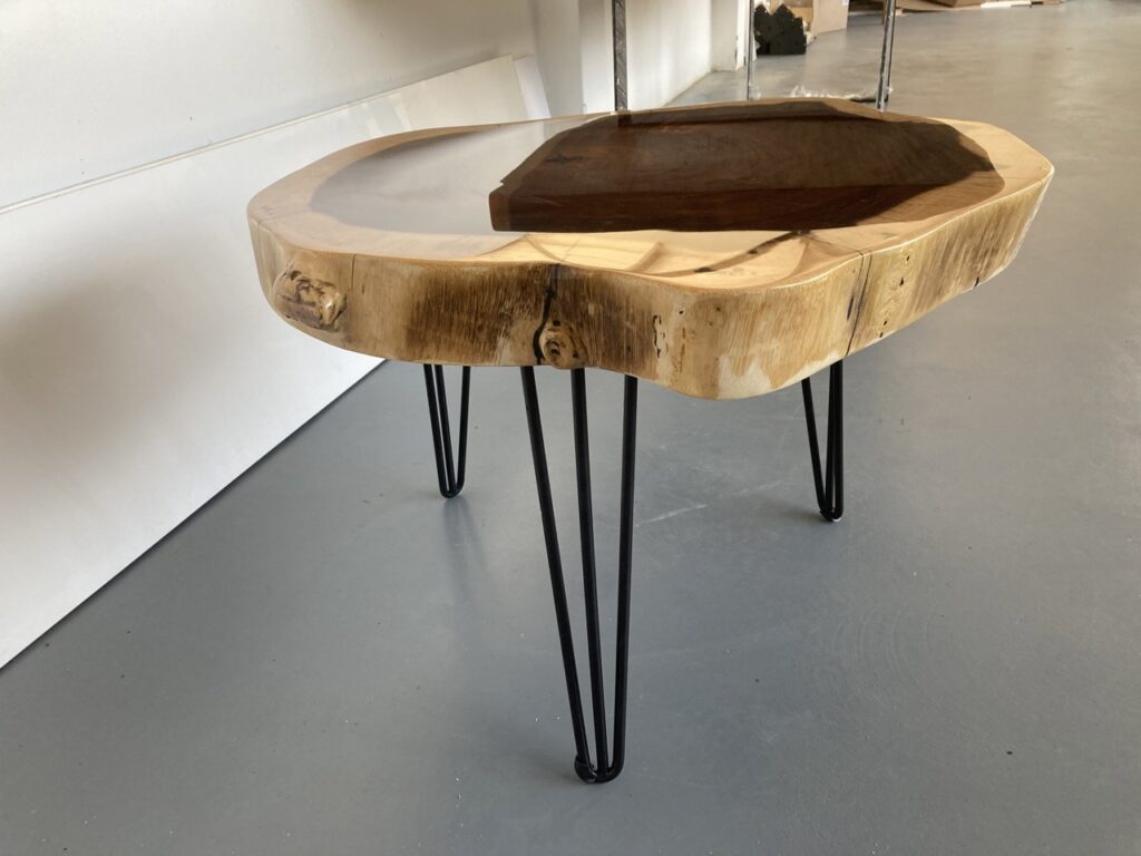 Tigerwood Coffee Table with Hairpin legs Ballito North coast Customs Furniture